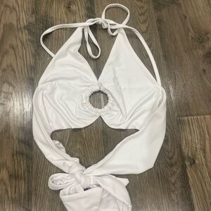 White Halter tie top
